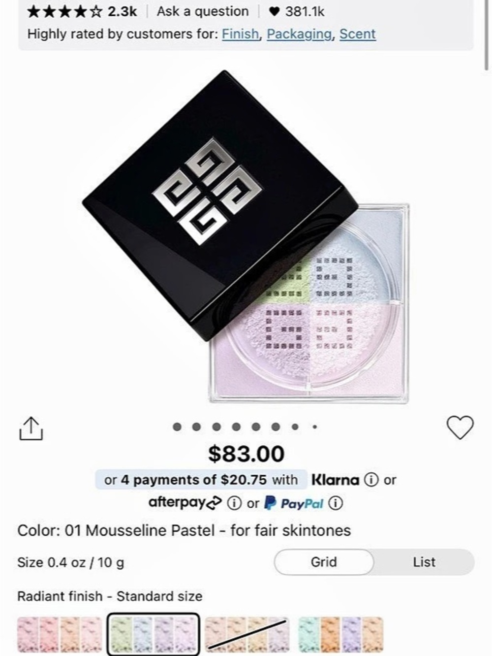 Givenchy Prisme Libre Illuminating & Color-Correcting Loose Powder 01